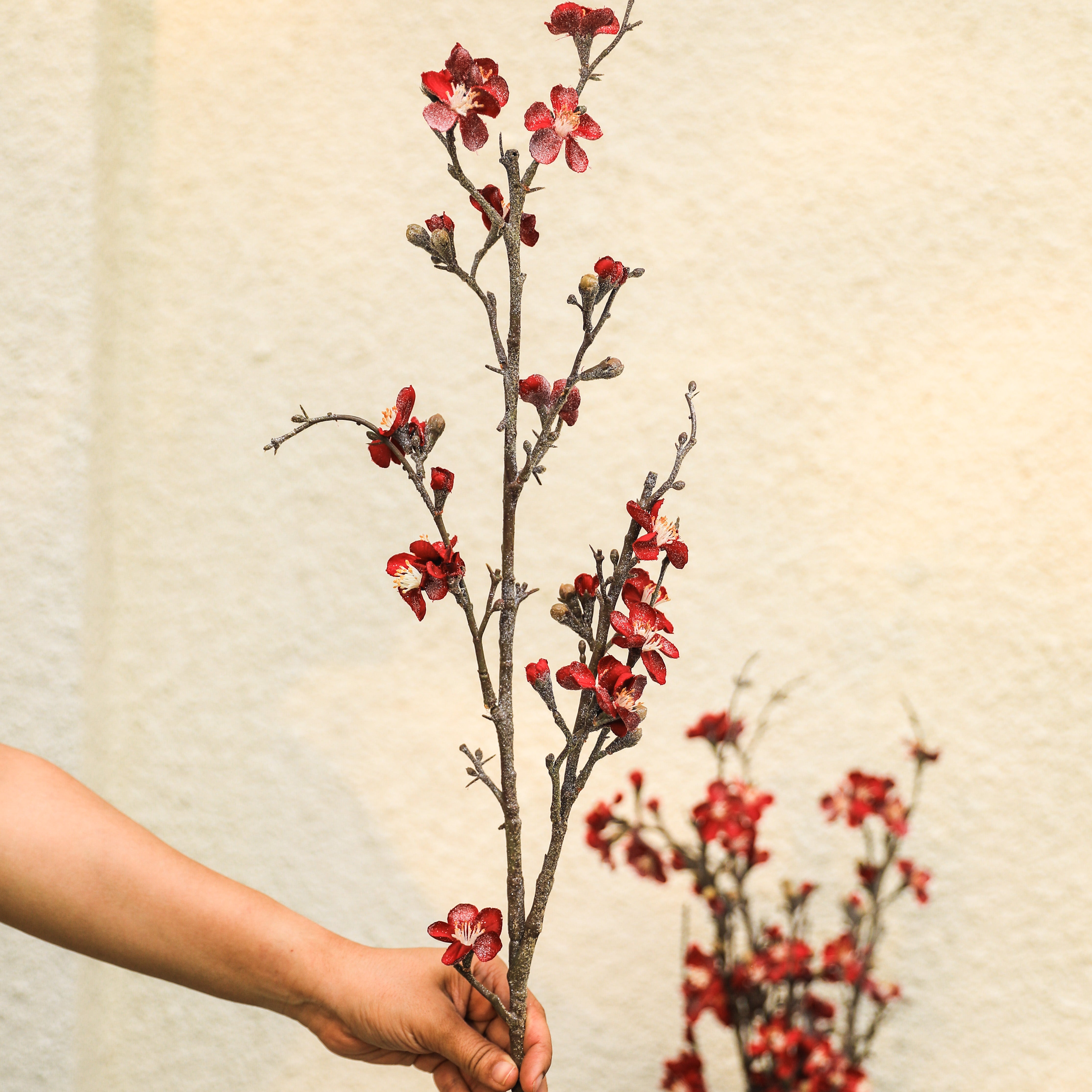 Artificial Flower Winter Cherry Blossom Red