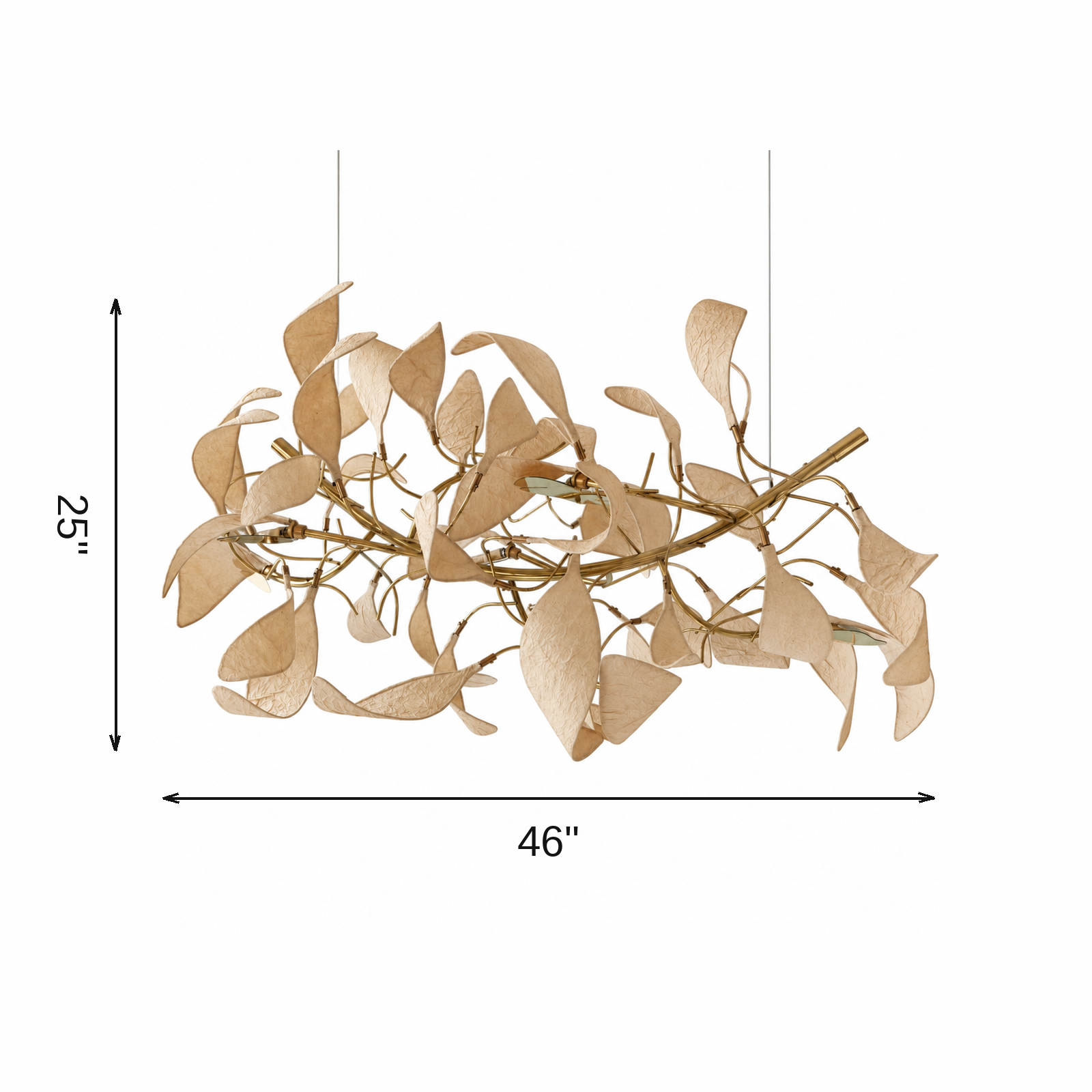 Arbor Chandelier dimensions: L 46 x H 25 in.