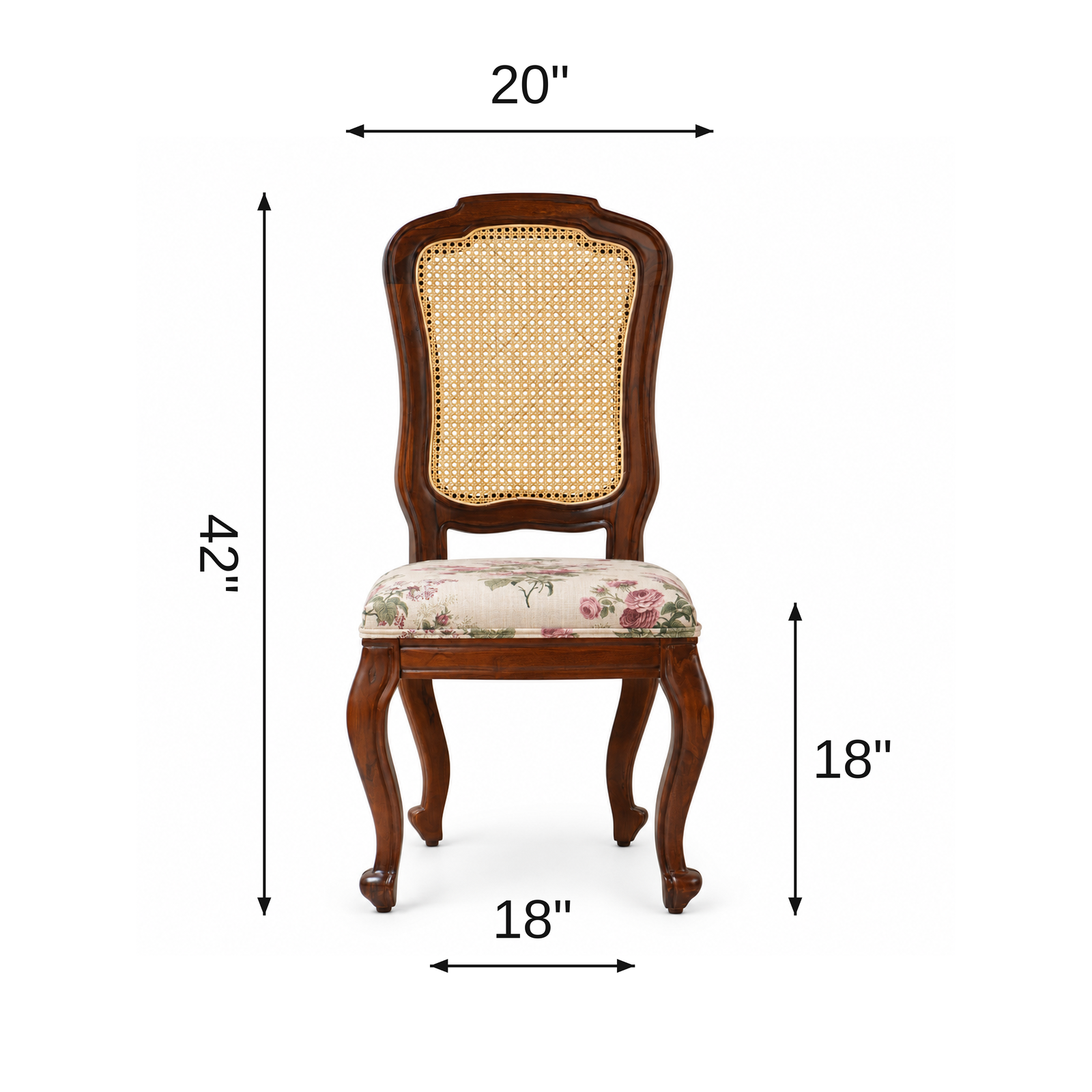 Louis Dining Chair No.5 dimensions: L 18 x B 20 x H 42 in, seat height 18 in.