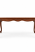 Louis Dining Table No.5 straight-on side view showing the scalloped apron and curved walnut-finish legs.
