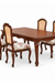 Louis Dining Set No.5 with a walnut-finish table and four cane-backed upholstered chairs.