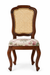 Front view of Louis Dining Chair No.5 with a walnut-finished mango wood frame, cane back and floral upholstered seat.