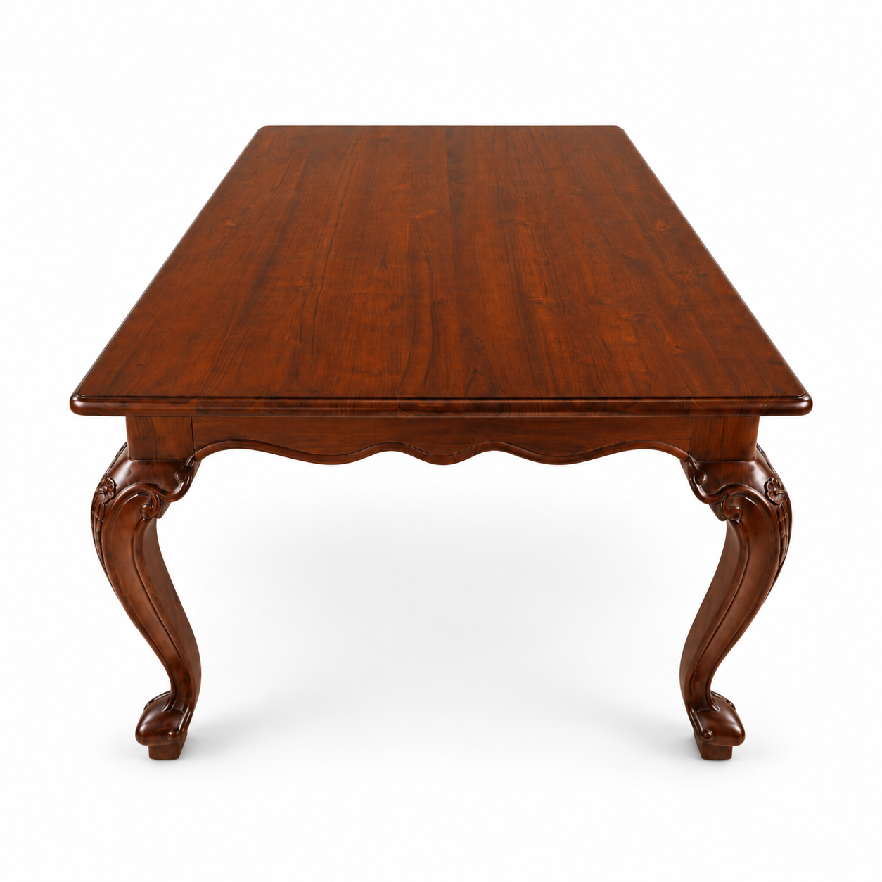 Louis Dining Table No.5 in walnut finish, showing its rectangular top and carved legs.