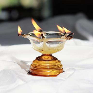 Short Glass Diya Amber