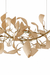 Arbor Chandelier with pale leaf-like paper forms on a branching brass frame.