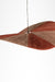 Dual colour Raffia Pendant Lamp in an alternate top view, showing reddish and natural-toned sections across the curved shade.