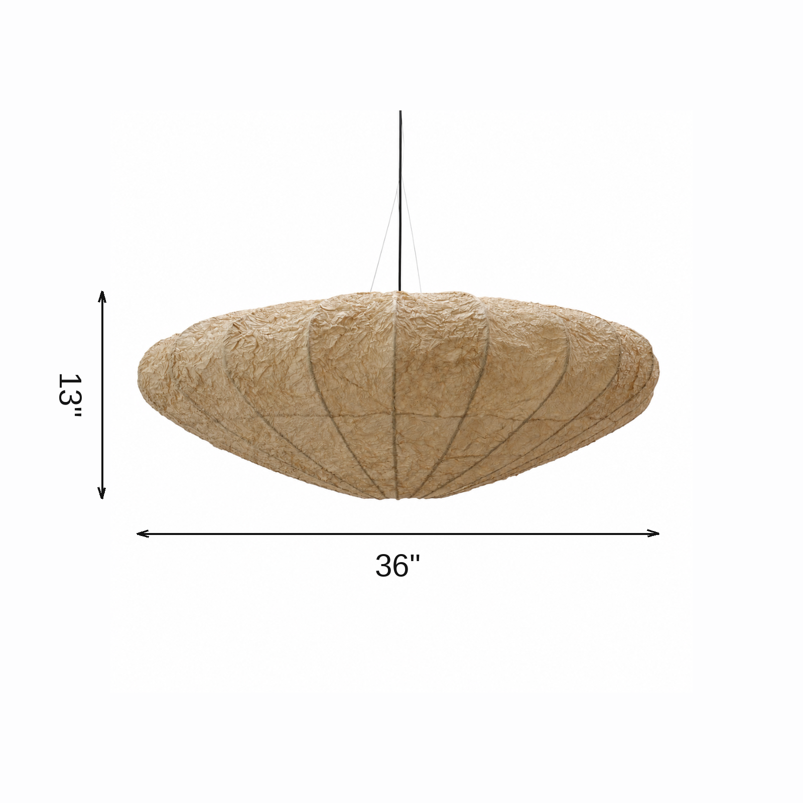 Papyrus Aura Pendant Lamp (36 in) dimensions: dia 36 x H 13 in.