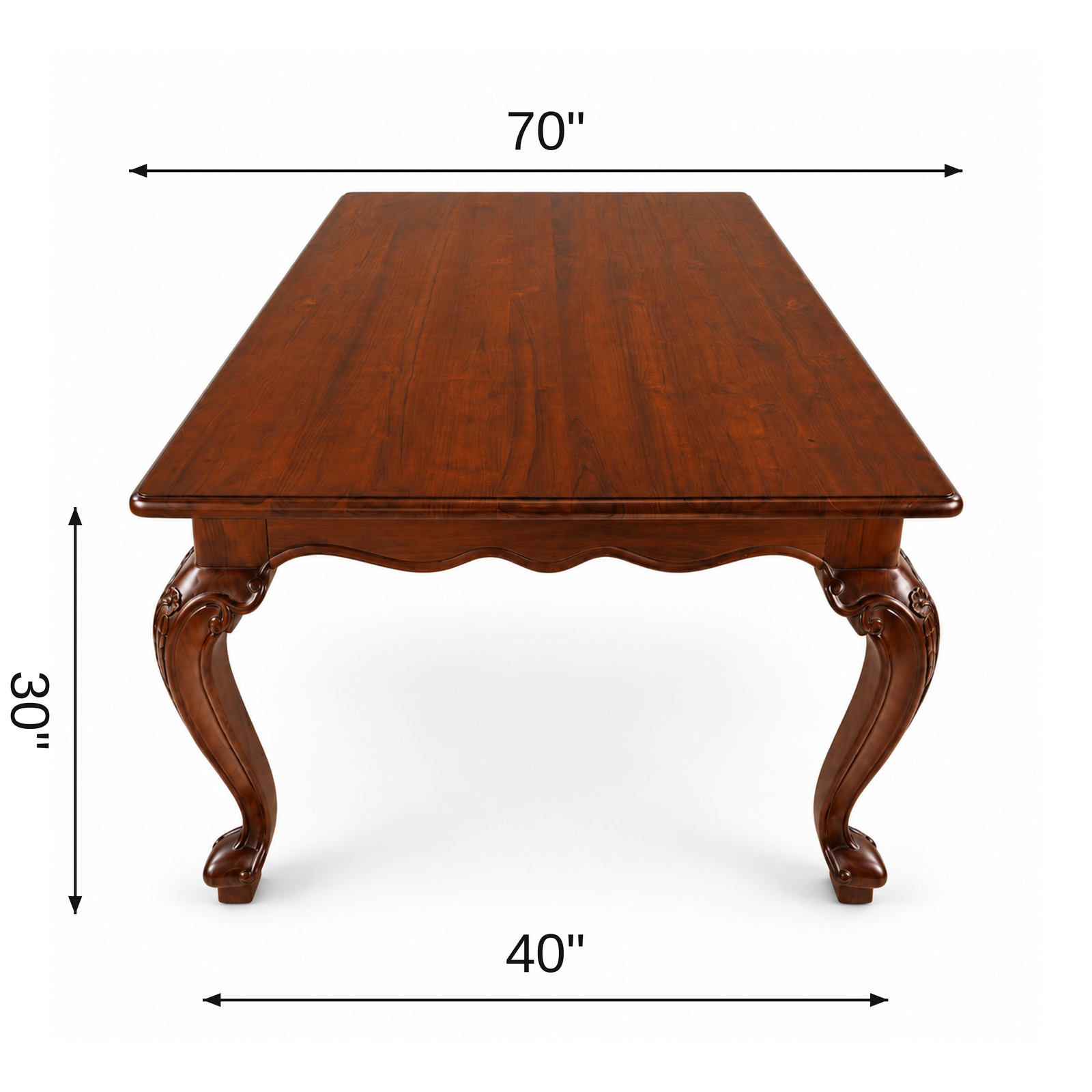 Louis Dining Table No.5 dimensions: L 70 x B 40 x H 30 in.