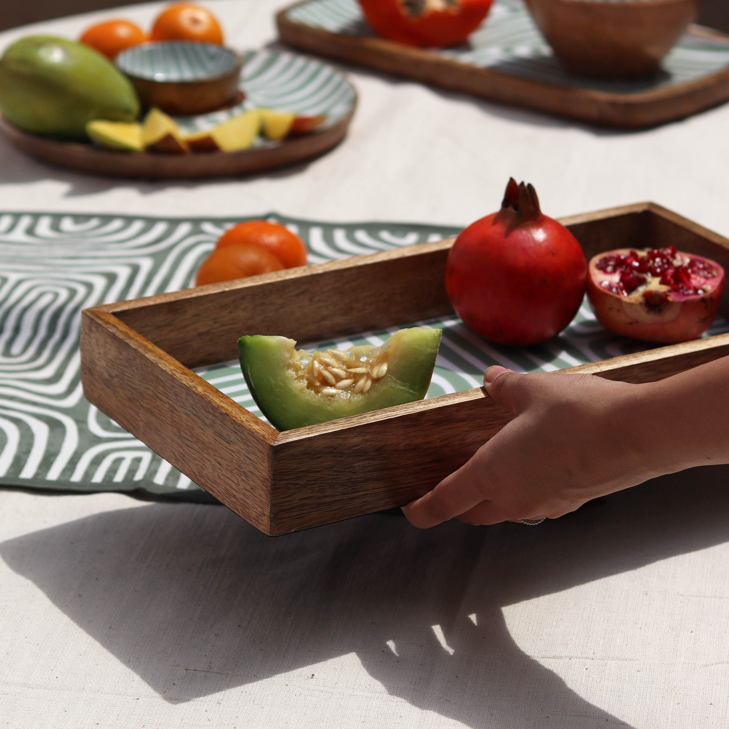 Jade Mango Wood Rectangular Tray