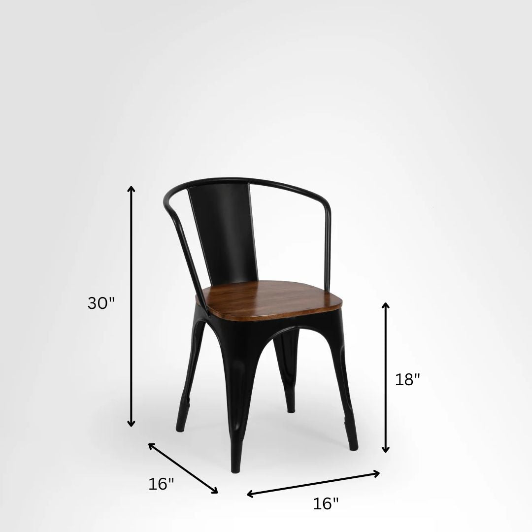 Tolix Chairs With Armrest And Side Table Set