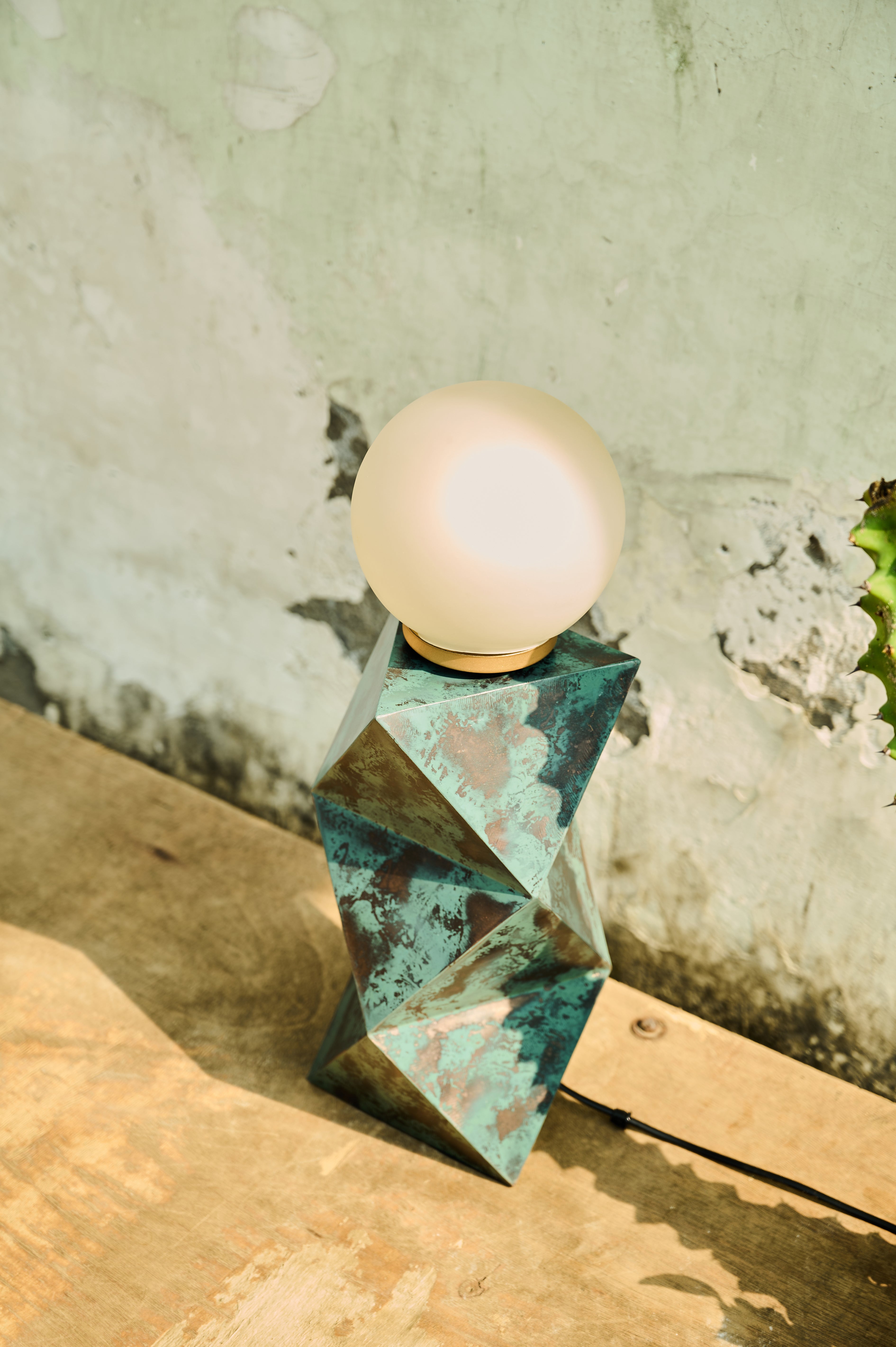 Facet Table Lamp angled view of the faceted base