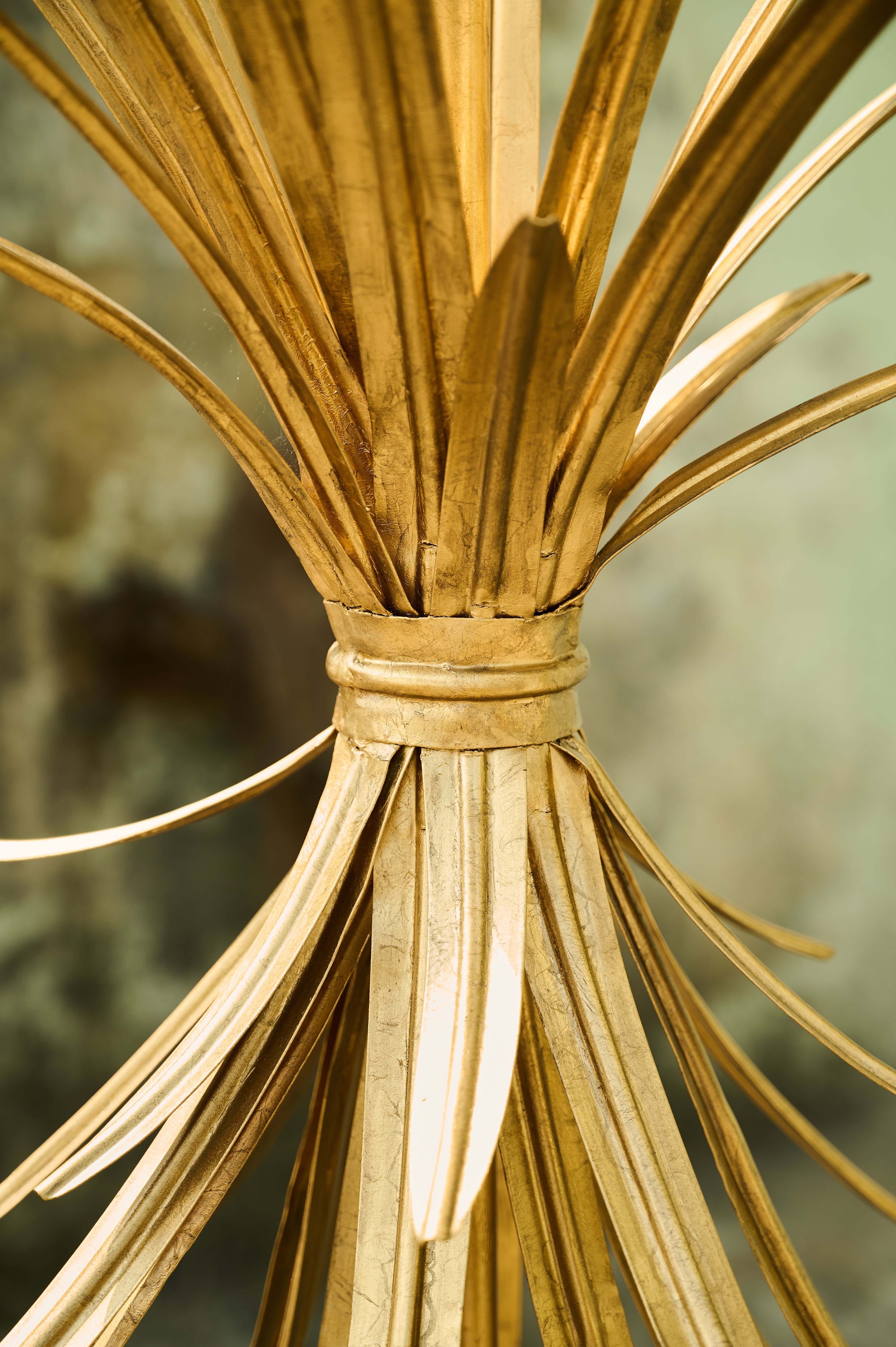 Palmette Floor Lamp gold leaf frond detail