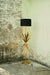 Palmette Floor Lamp with a black drum shade