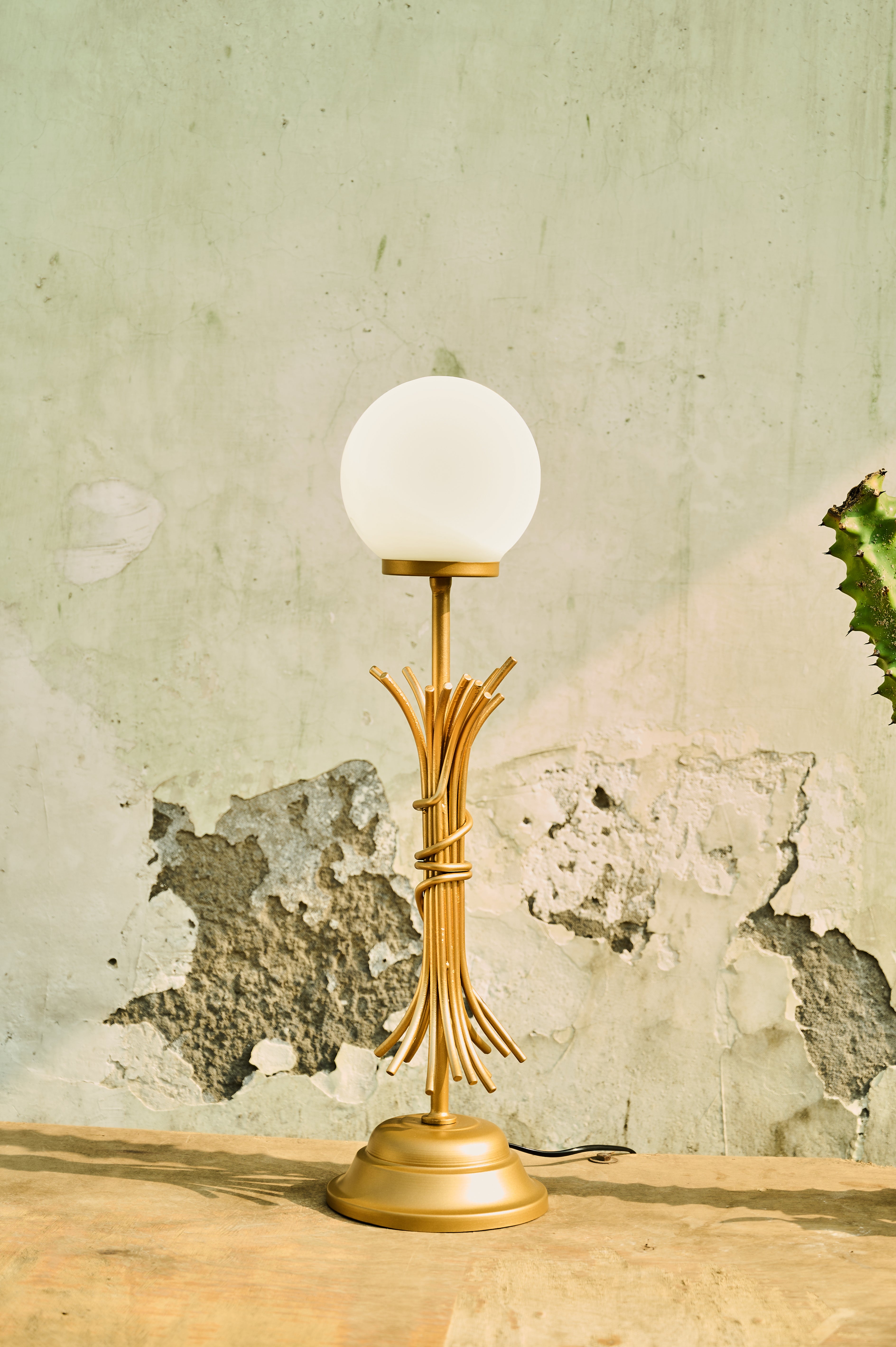 Sheaf Table Lamp with a white globe shade
