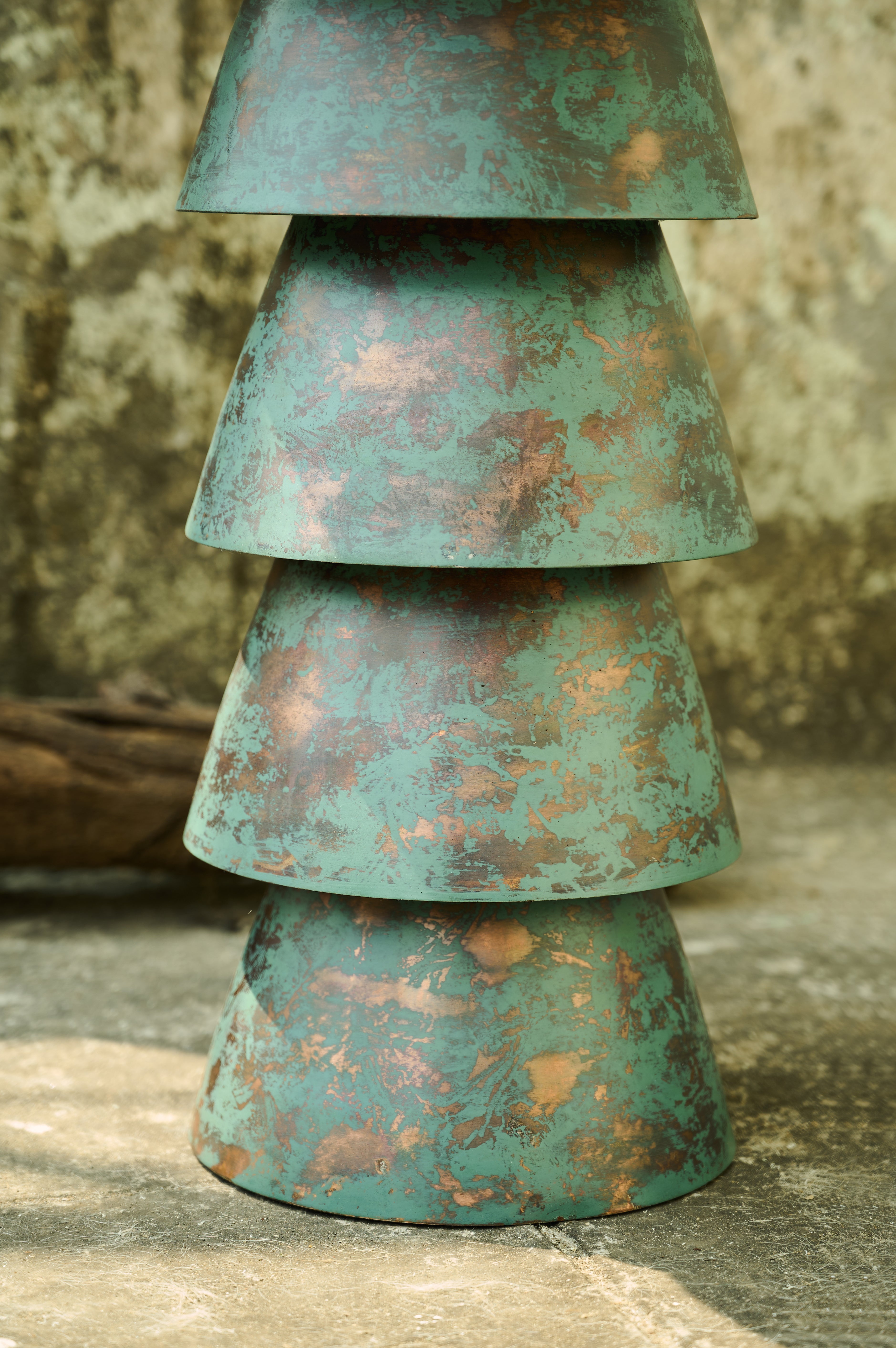 Bucket Drink Table patina finish detail