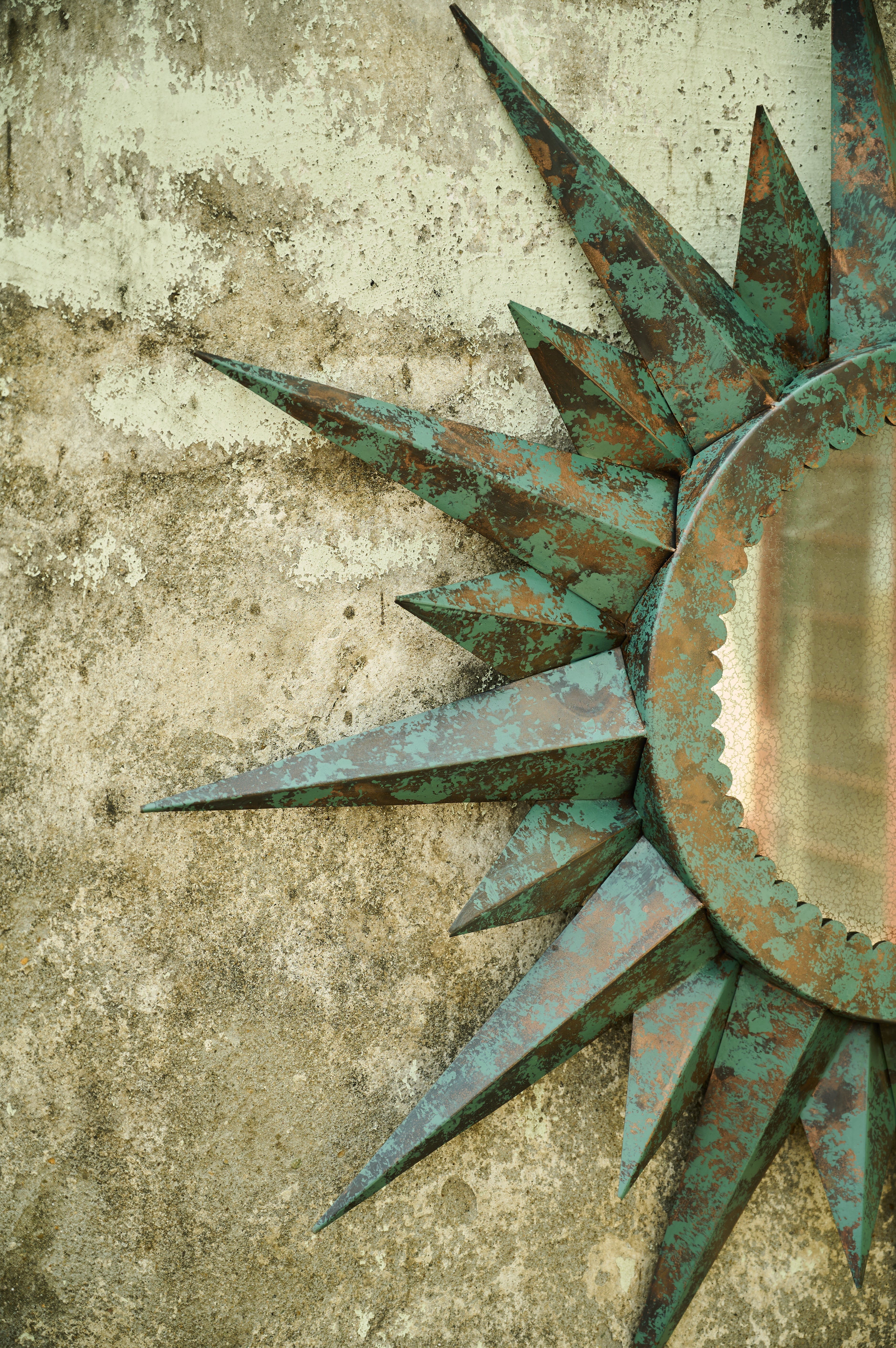 Corona Mirror patina rays and mirror edge detail