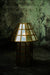 Brass-Aged Table Lamp illuminated shade and base