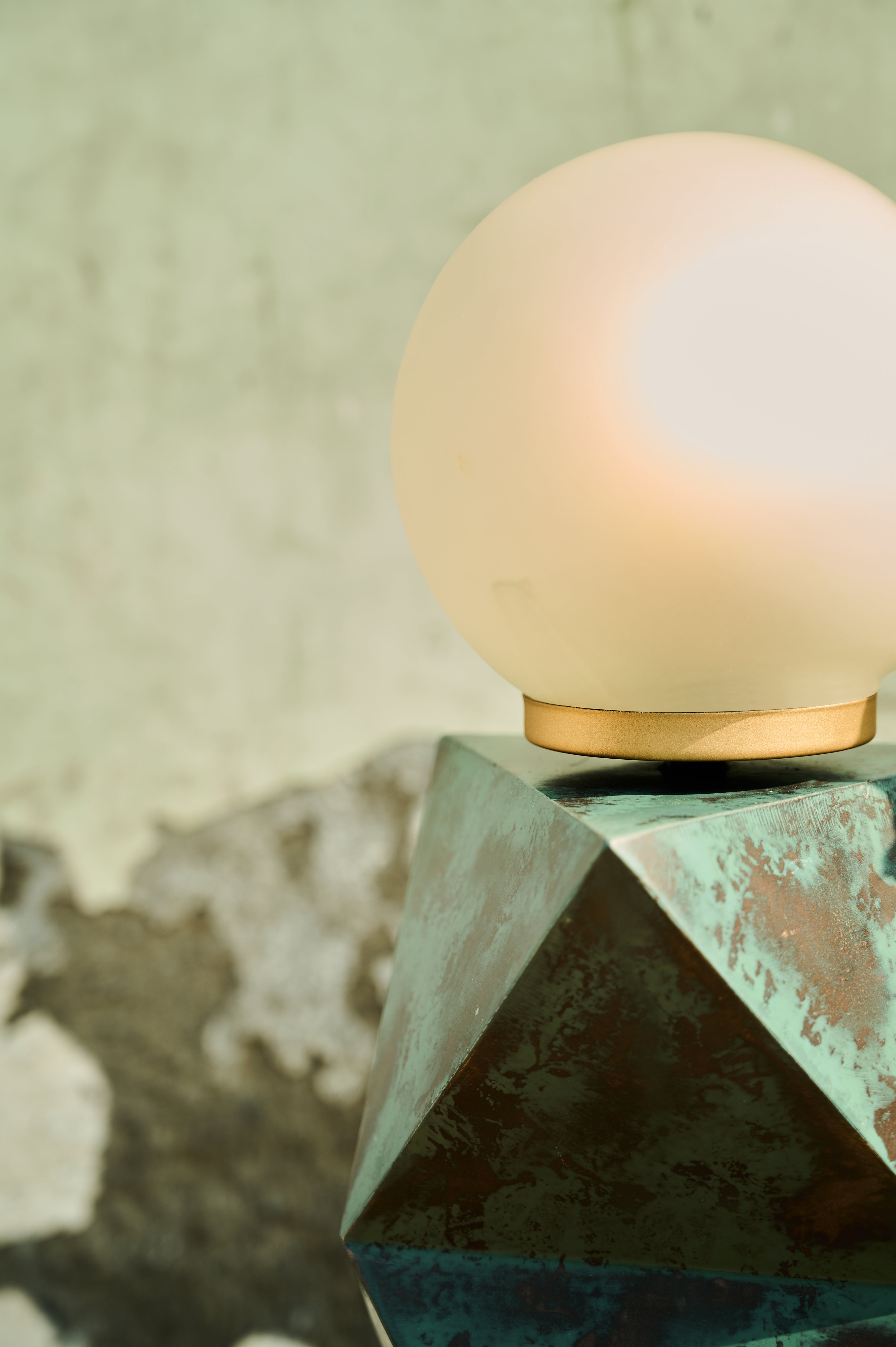 Facet Table Lamp globe shade and base detail