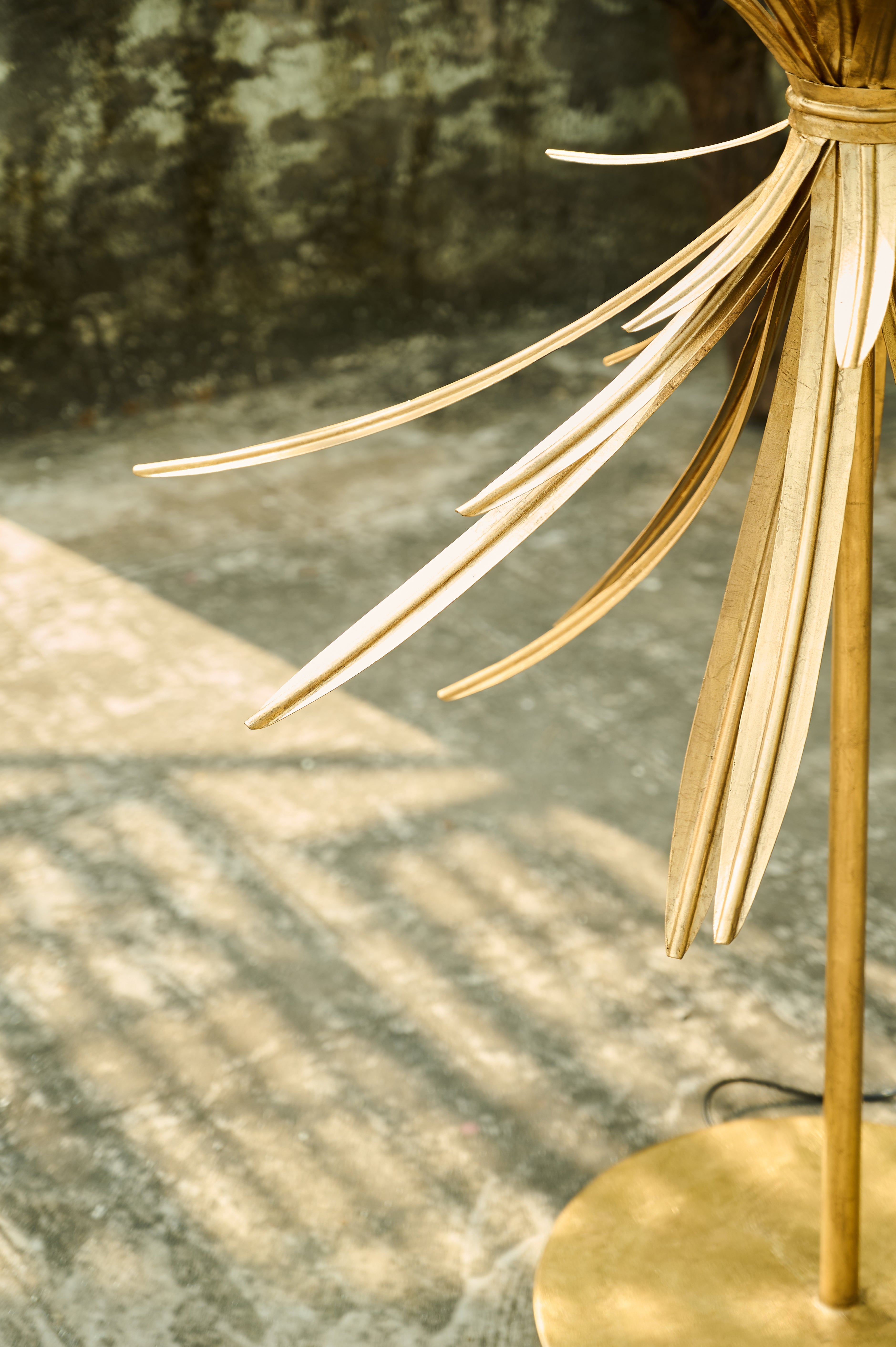 Palmette Floor Lamp frond and stem close-up