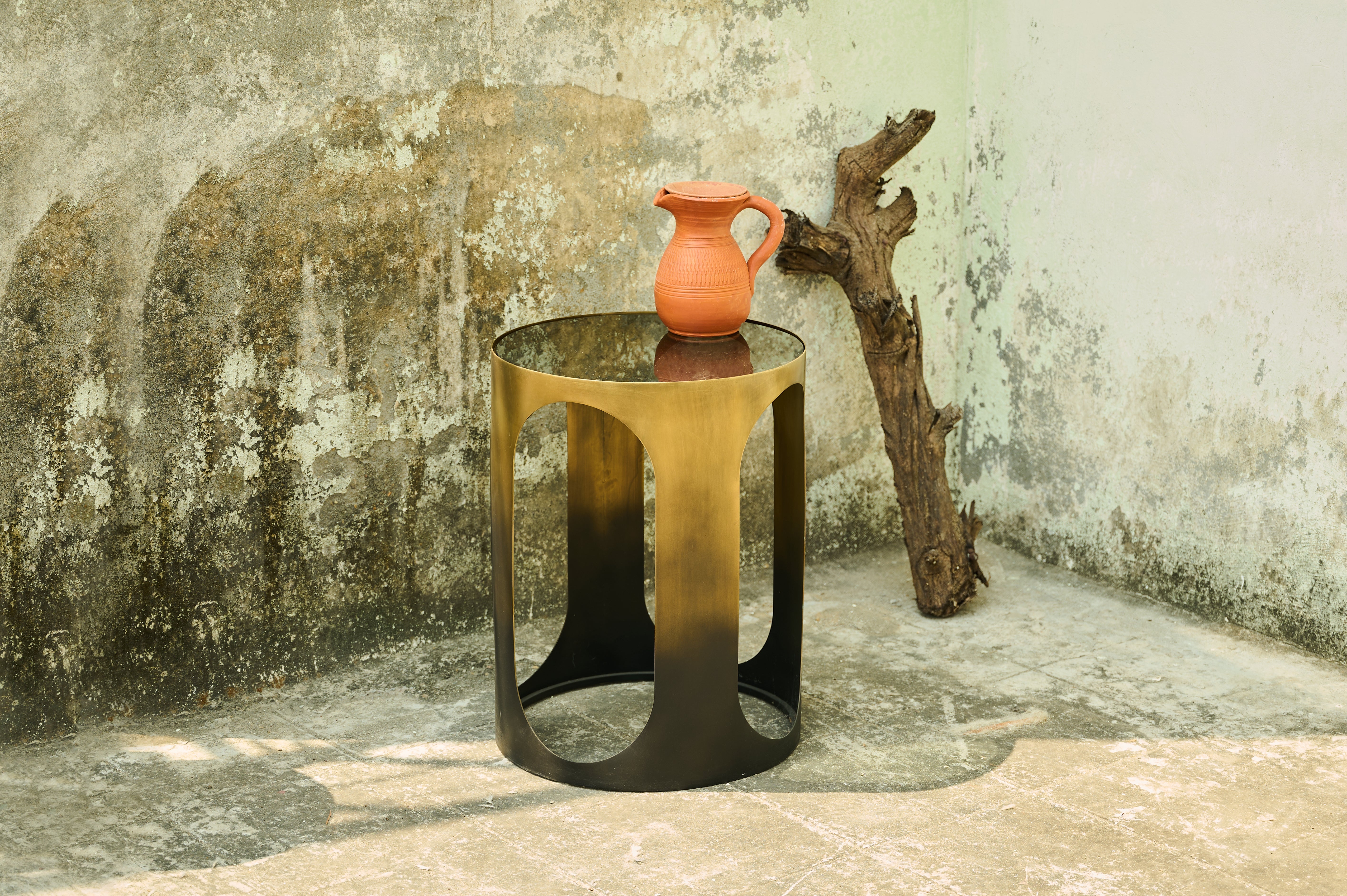 Oval Side Table wide angled view with a jug