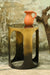 Oval Side Table wide view beside a textured wall