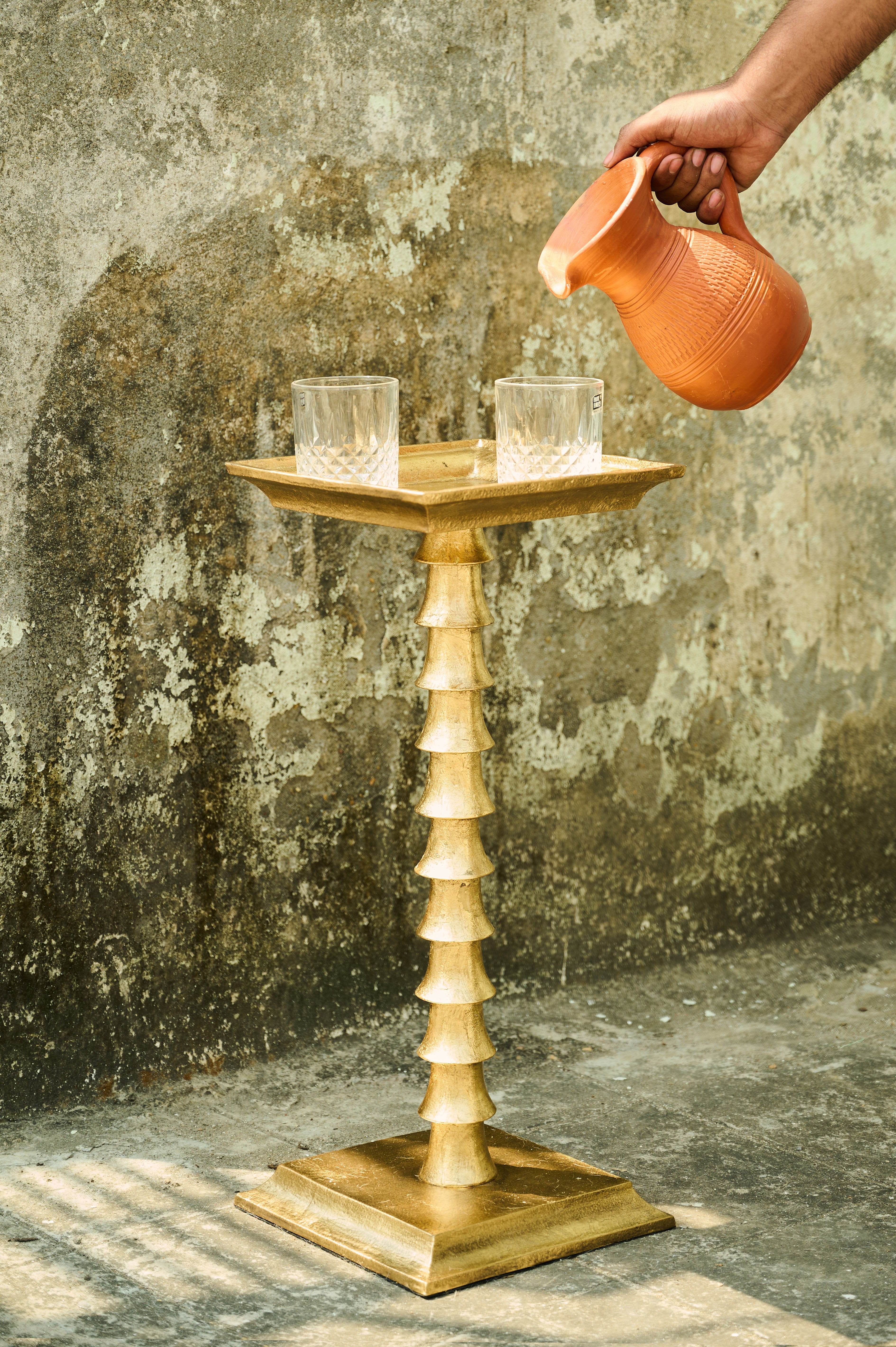 Trunk Drink Table with glasses and a jug