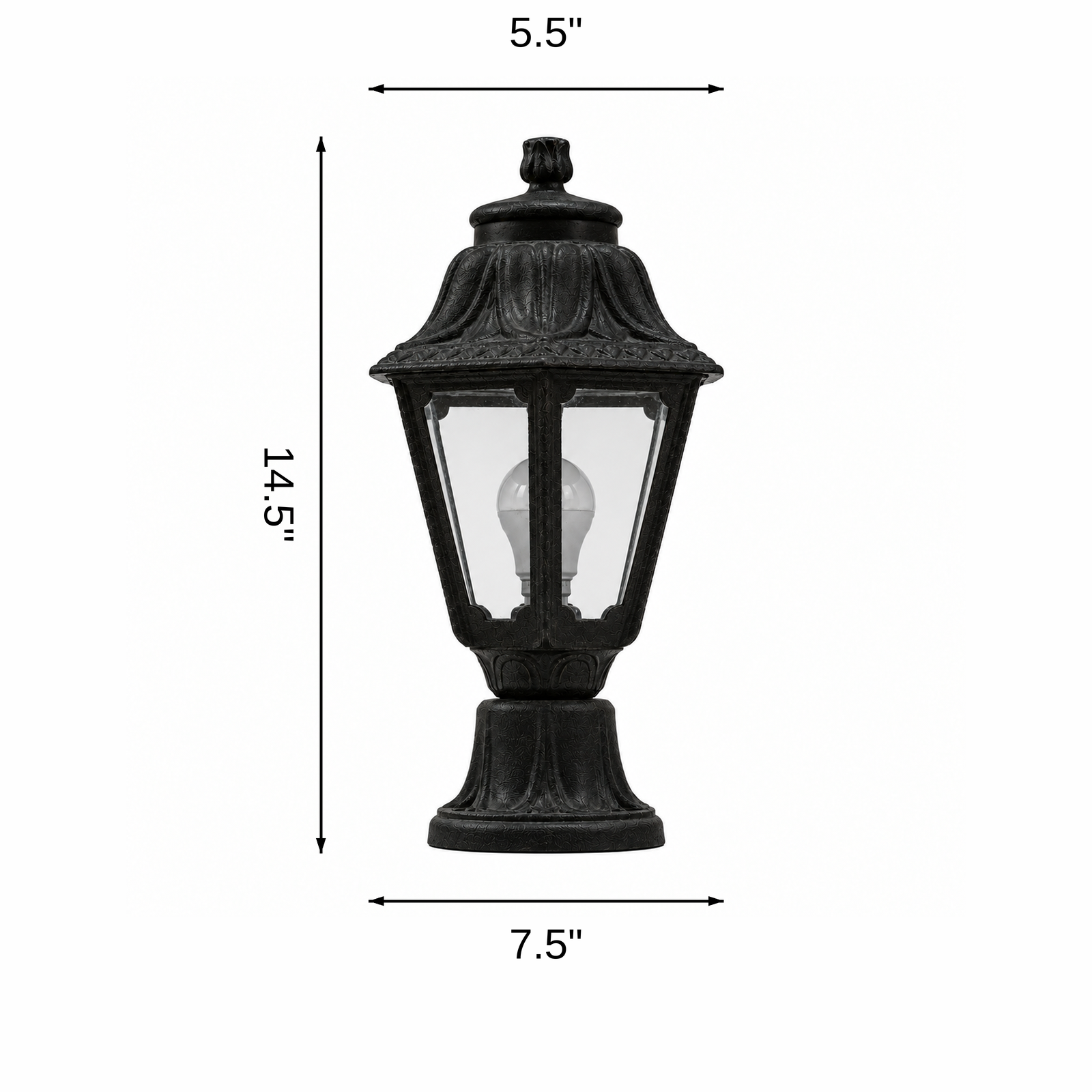 Estate Vintage Gate Lamp dimensions: L 5.5 x B 7.5 x H 14.5 in.