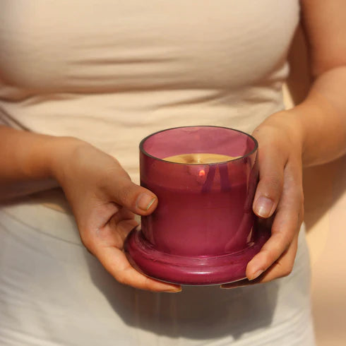 Lilac Glass Dome Candles Medium