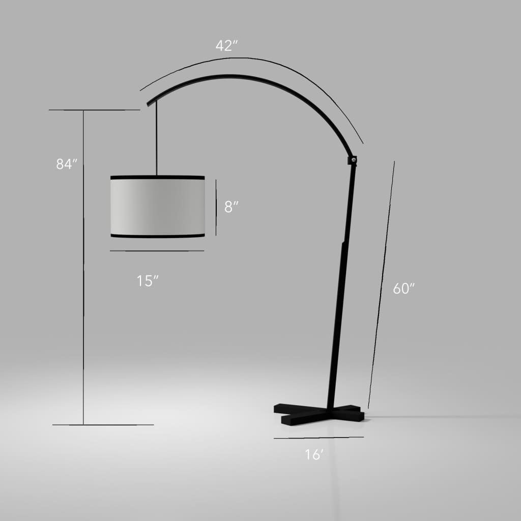5th Avenue Curved-Arm Black Floor Lamp