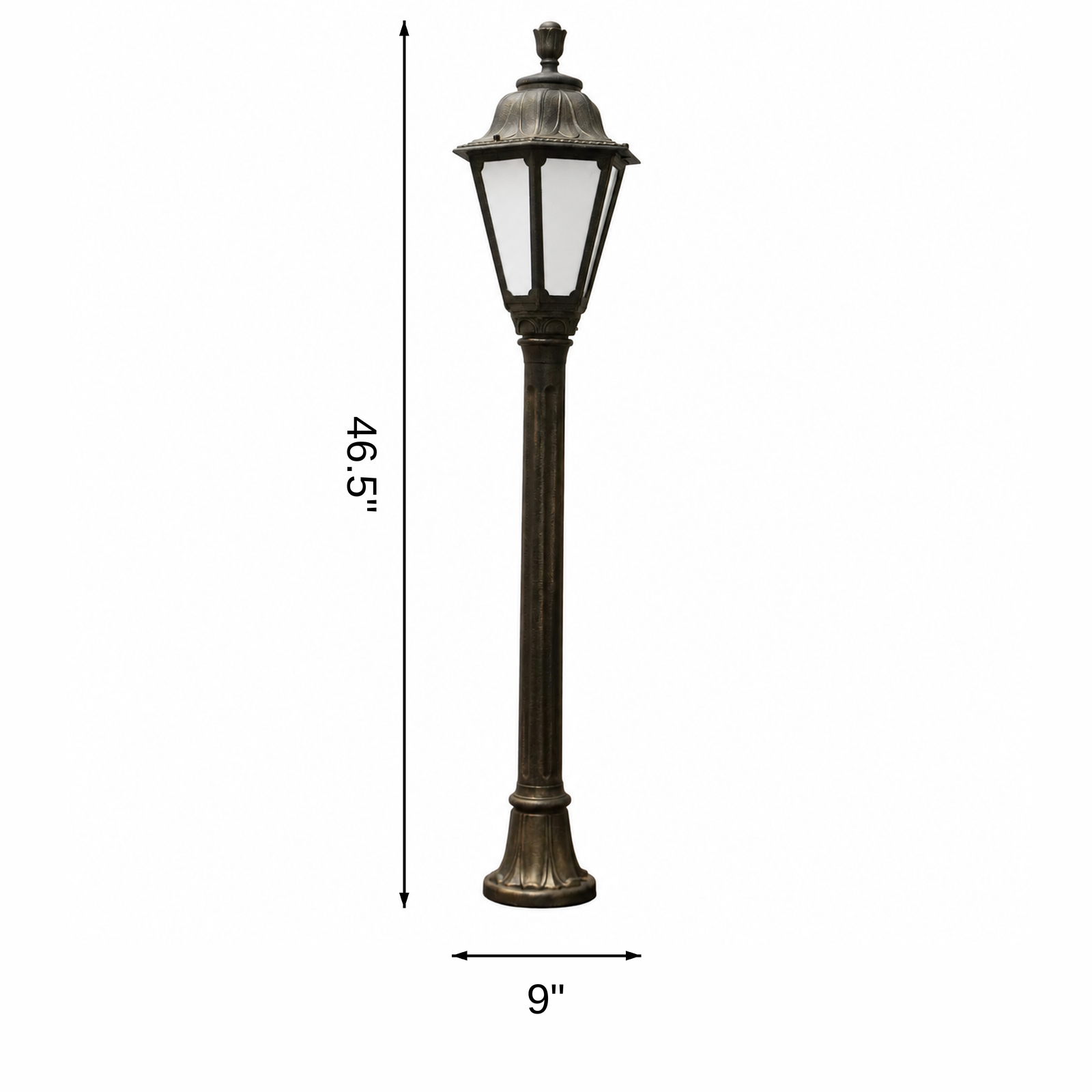 Regent Garden Lamp Post dimensions: L 9 x B 9 x H 46.5 in.