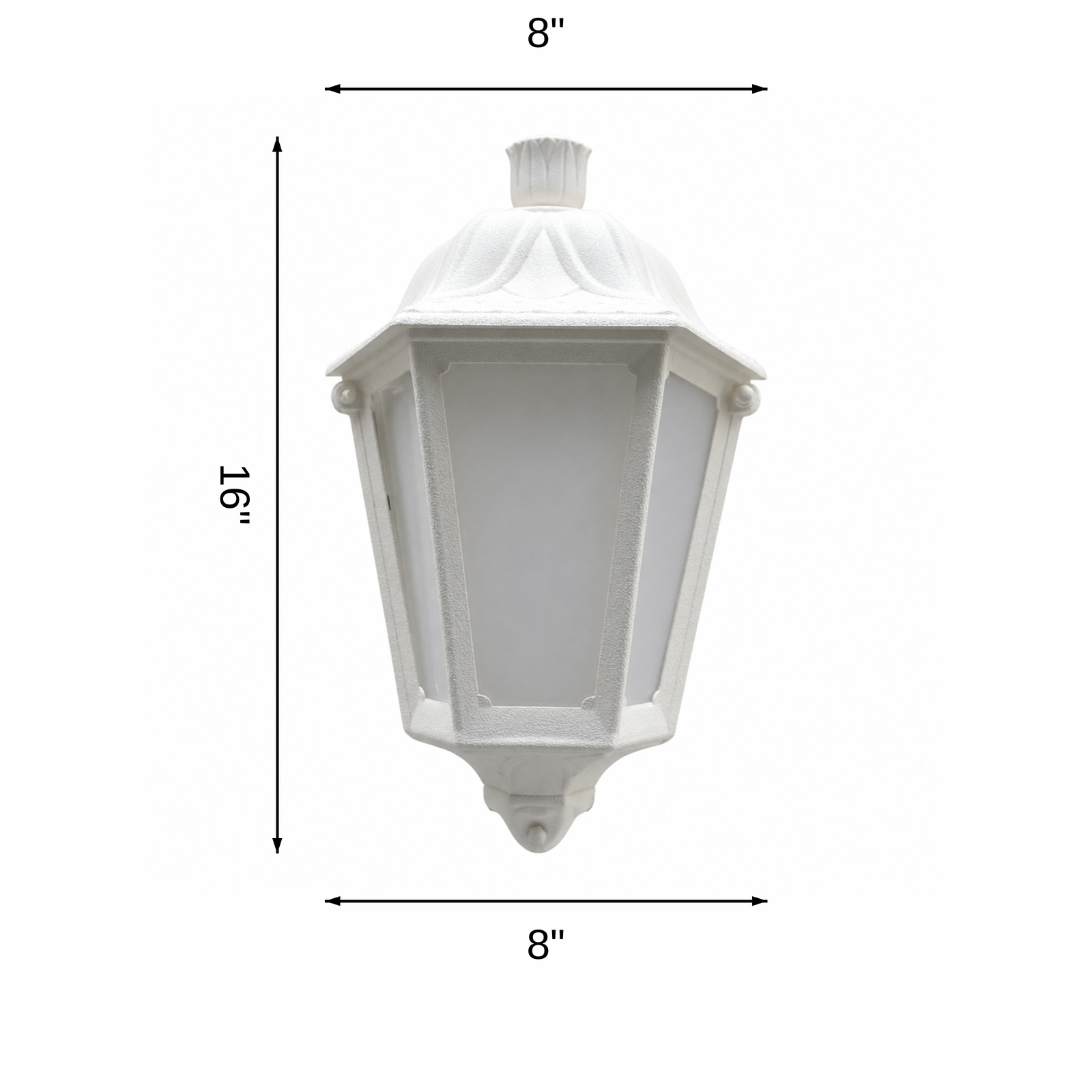 Cotswold Vintage Wall Lantern dimensions: L 8 x B 8 x H 16 in.