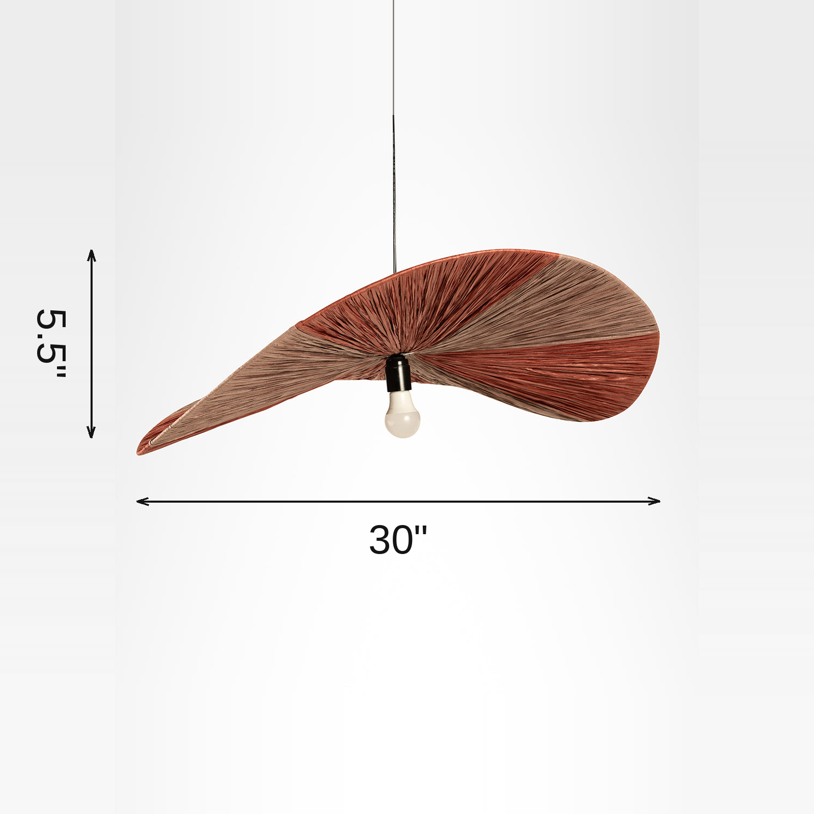 Raffia Pendant Lamp (Dual Tone) dimensions: dia 30 x H 5.5 in.
