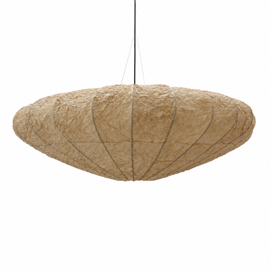 Papyrus Aura Pendant Lamp with a broad oval shade and crinkled paper-like surface.