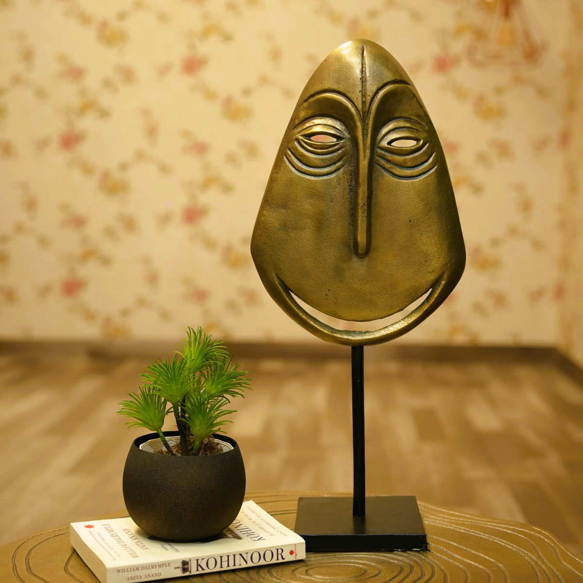 Smiling Metal Face Sculpture — Home Canvas