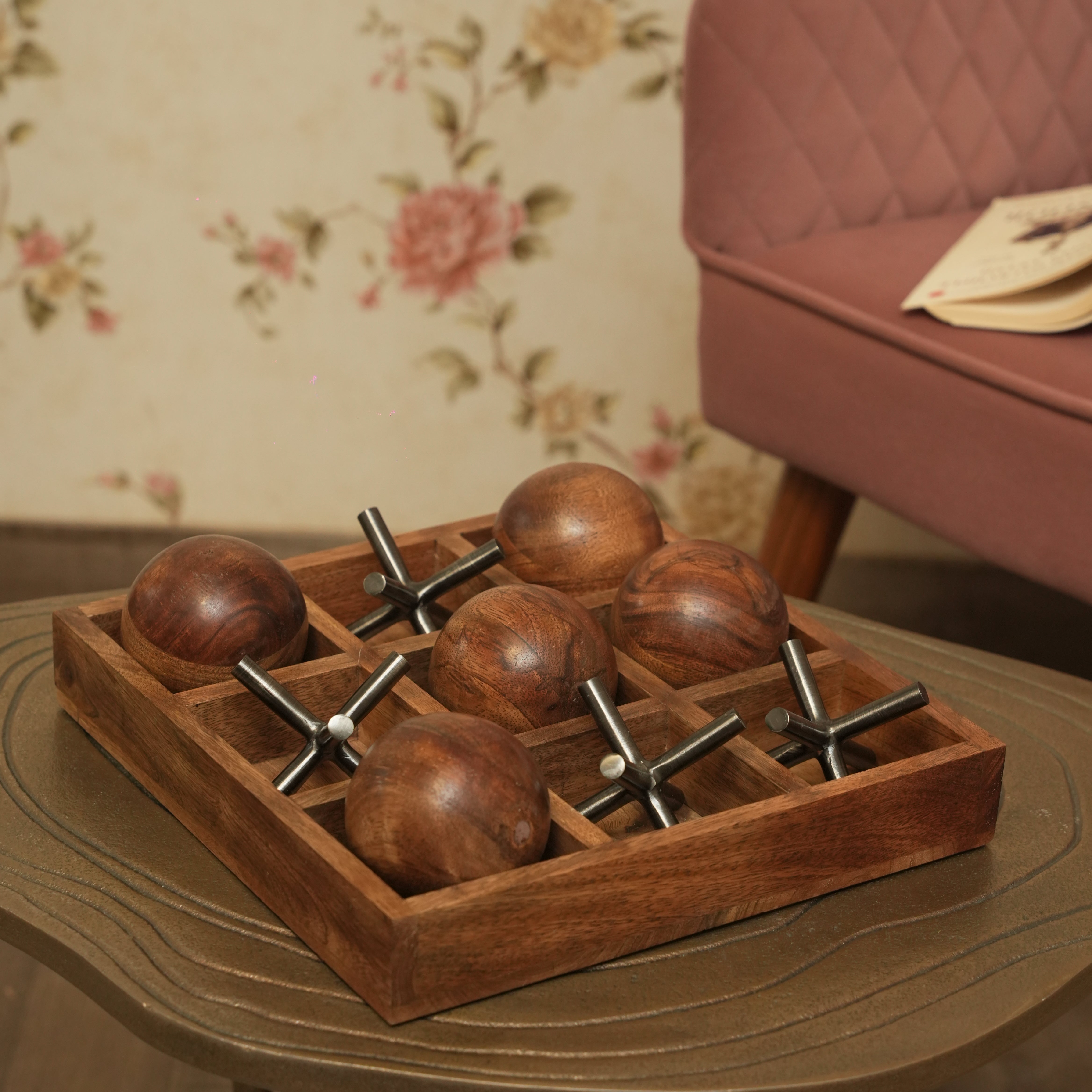 Wooden Tic Tac Toe Table Accent