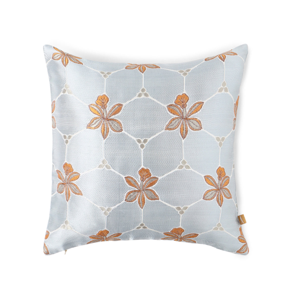 Floral Basket Satin Brocade Silk Cushion Cover