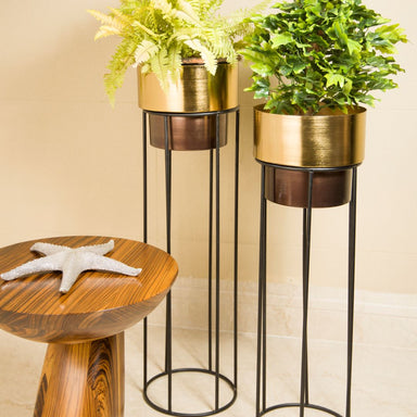 Brent Gold/Wine Tall Metal Planter (Set of 2)