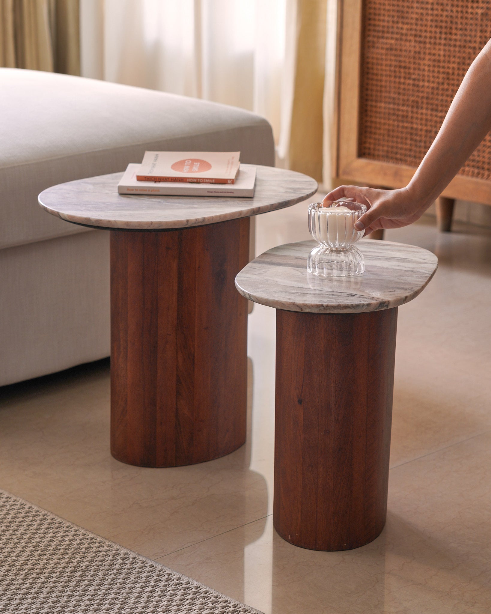 Baobab Marble Nesting Tables, Set of 2