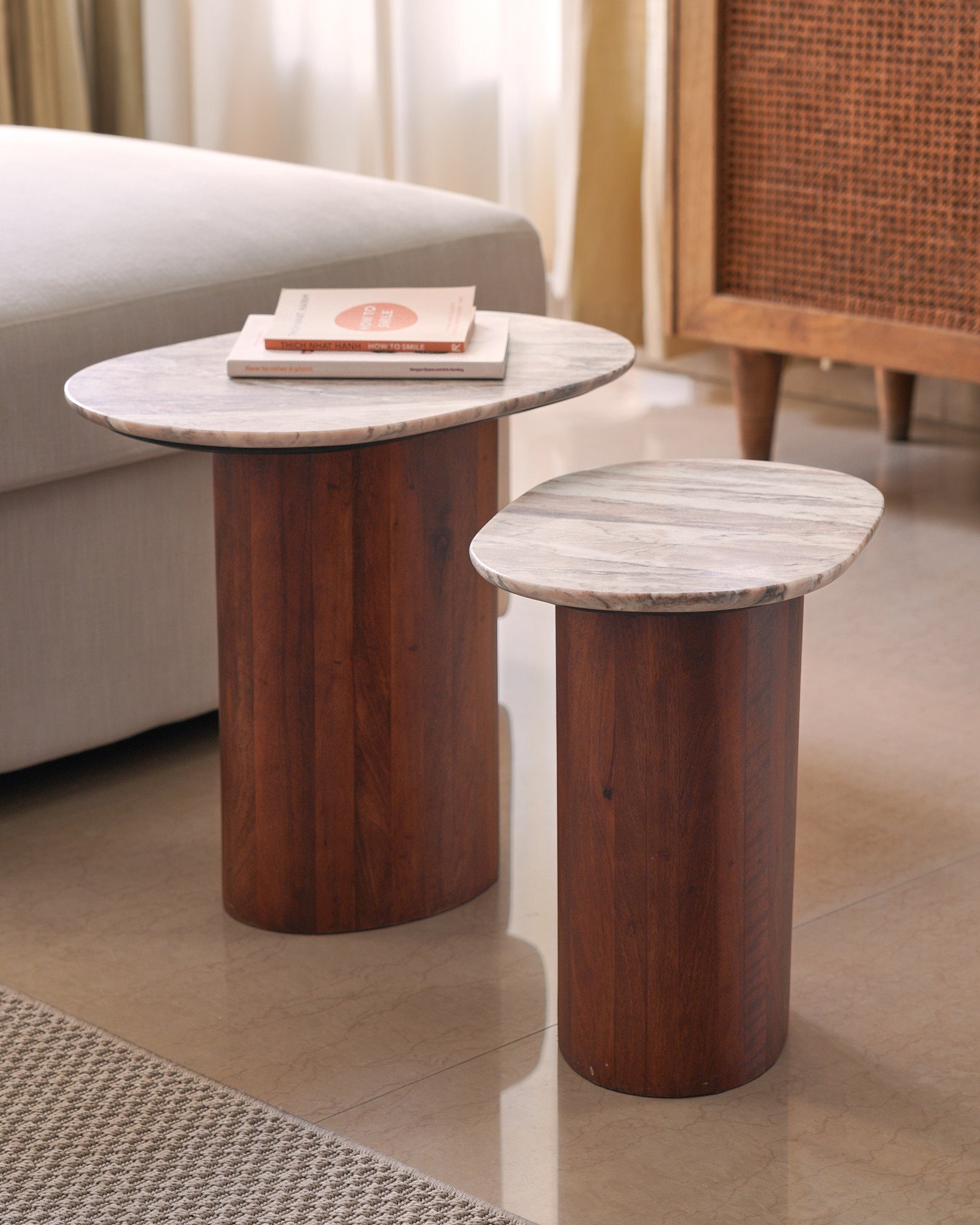 Baobab Marble Nesting Tables, Set of 2
