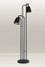 Black floor lamp with a streamlined silhouette and adjustable heads for directed illumination.