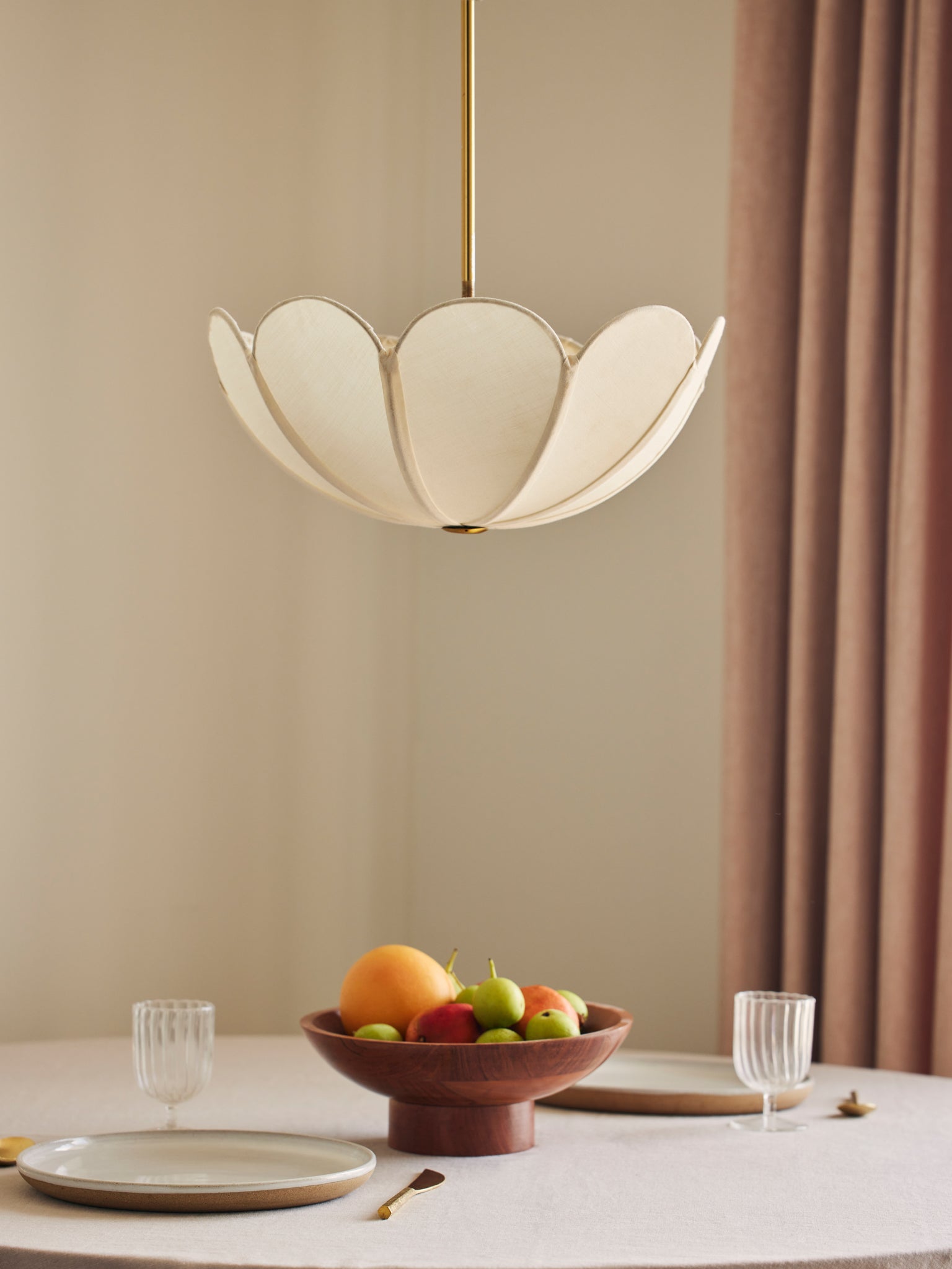 White lamp with golden rod.