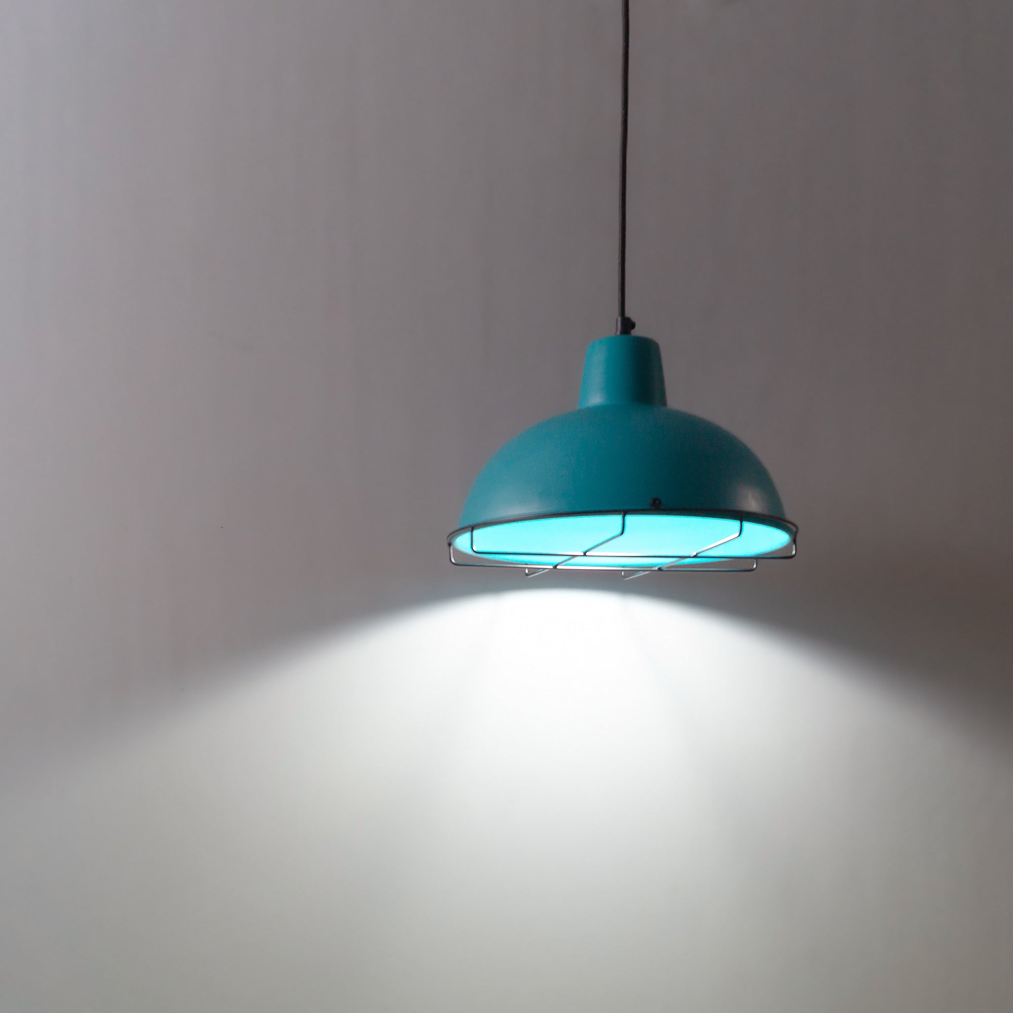 modern interior design blue lights turquoise lamps