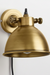 Brass wall-mounted light fixture on a white background