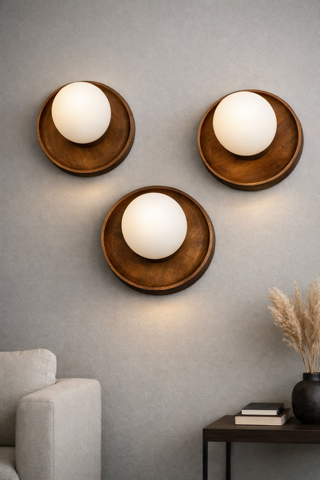 Elegant walnut wall light fixture