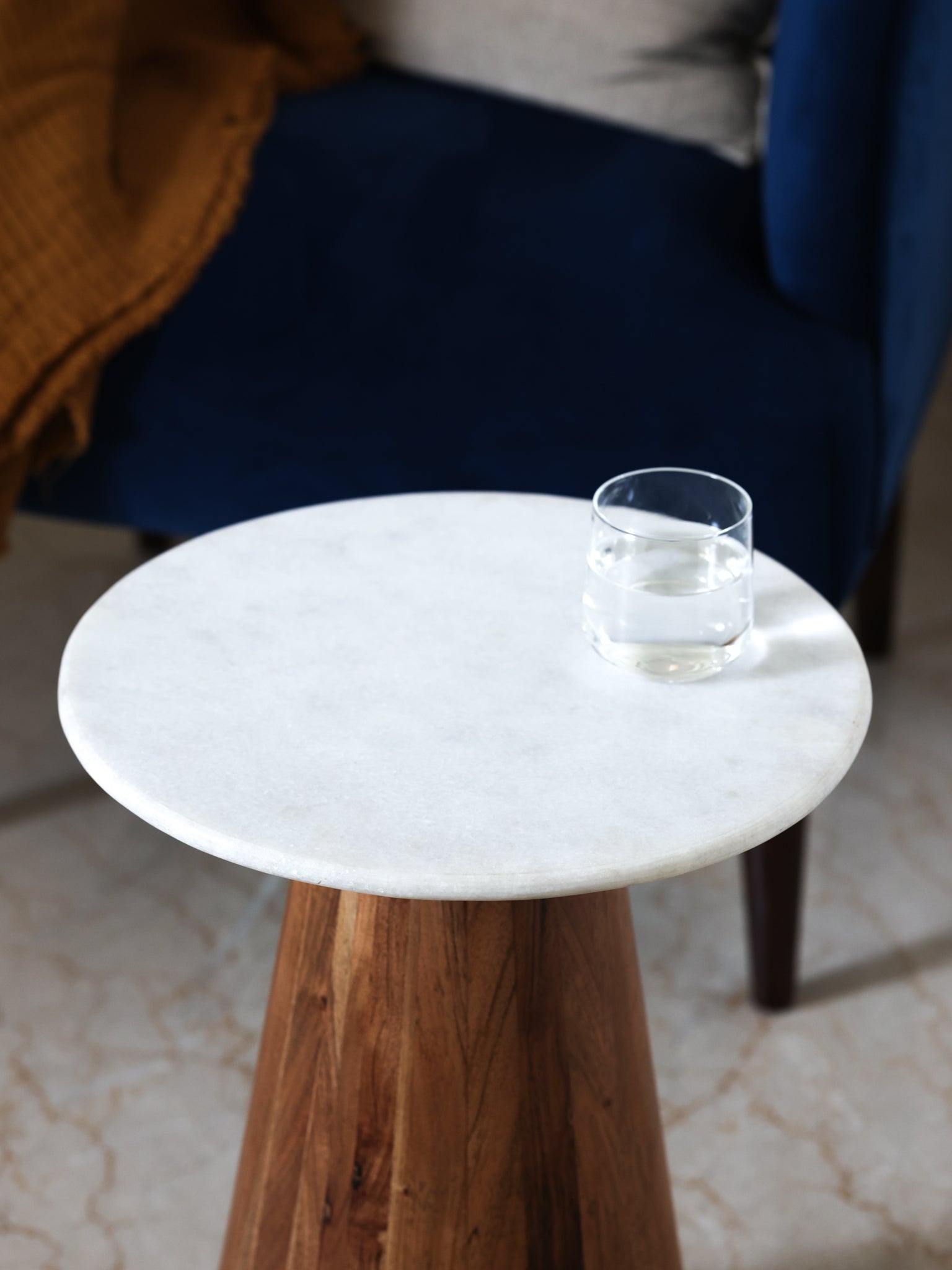 Conifer marble top side table for living room