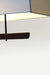 Contemporary dining light with a fabric shade and black rod suspension