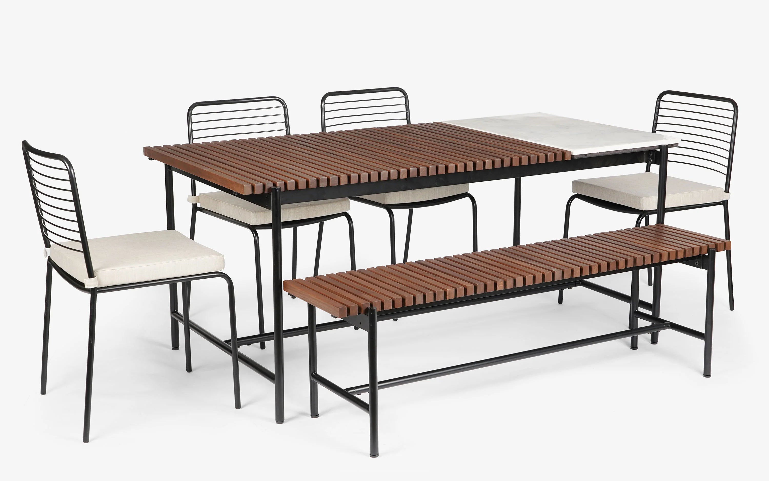 Covent Garden Outdoor Dining Table With 4 Chairs and Bench