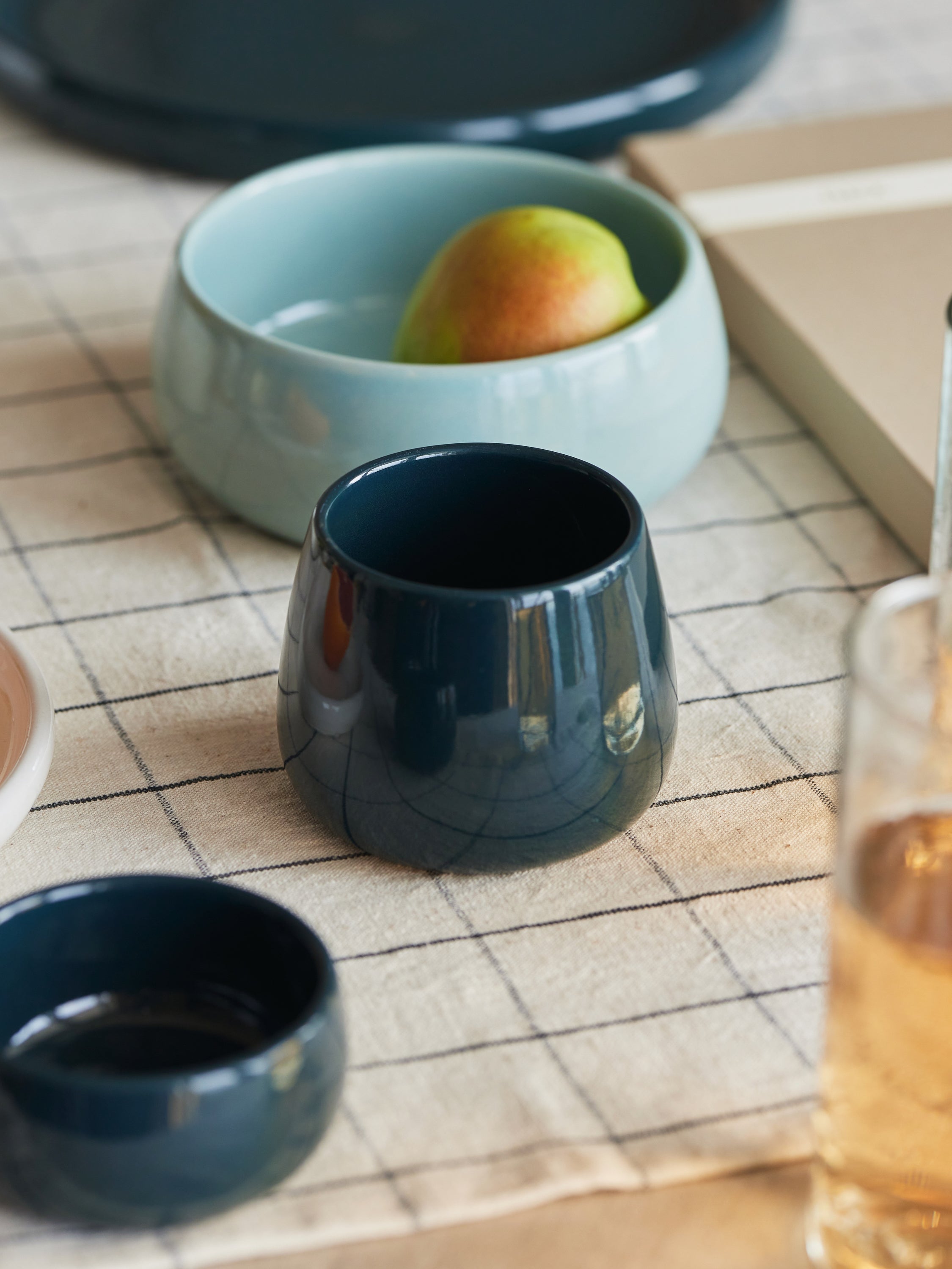 blue ceramic stoneware Cups set