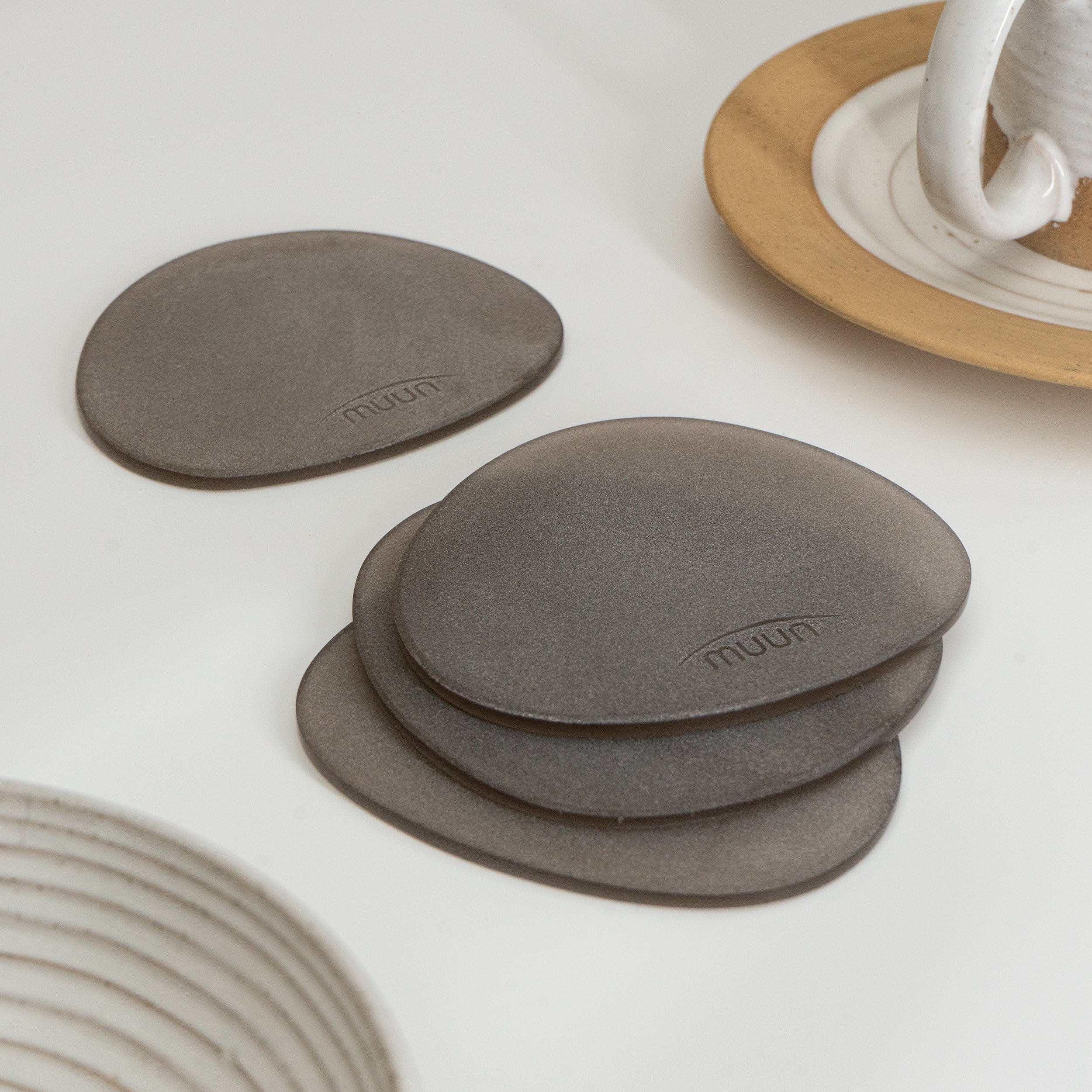 Brown Frosted Glass Coasters Set of 4