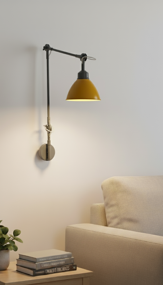 Yellow & Grey Swing-Arm Wall Mounted Light